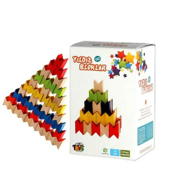 Eğitici Ahşap Oyuncak 55 Parça Renkli Ahşap Yıldız Bloklar