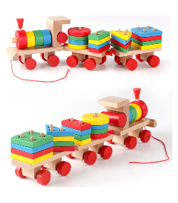 Eğitici Ahşap Oyuncak Bebek Geometrik Tren Seti