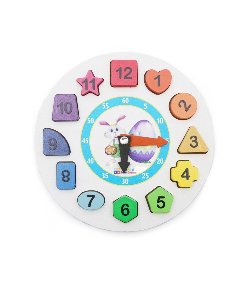 Eğitici Ahşap Oyuncak Tavşan Geometrik Bul Tak Renkli Saat